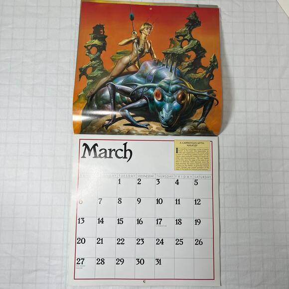 Vintage 1994 Boris Vallejo Mythology Calendar Unused same dates again in 2033 - Picture 7 of 16